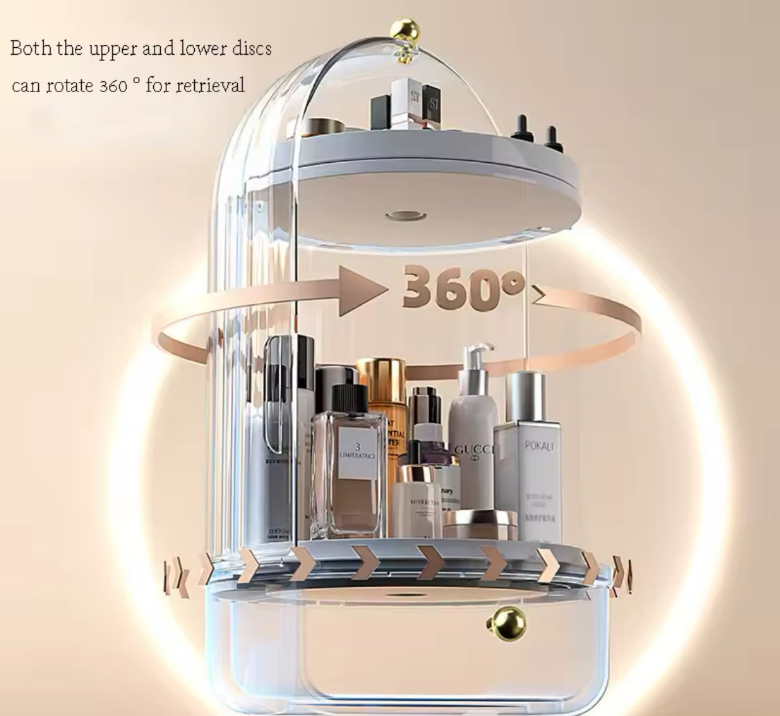 360° Clear Rotating Makeup Organizer, Large Capacity Storage Display Case, Countertop Cosmetics Storage Vanity Shelf 360° Clear Rotating Makeup Organizer, Large Capacity Storage Display Case, Countertop Cosmetics Storage Vanity Shelf